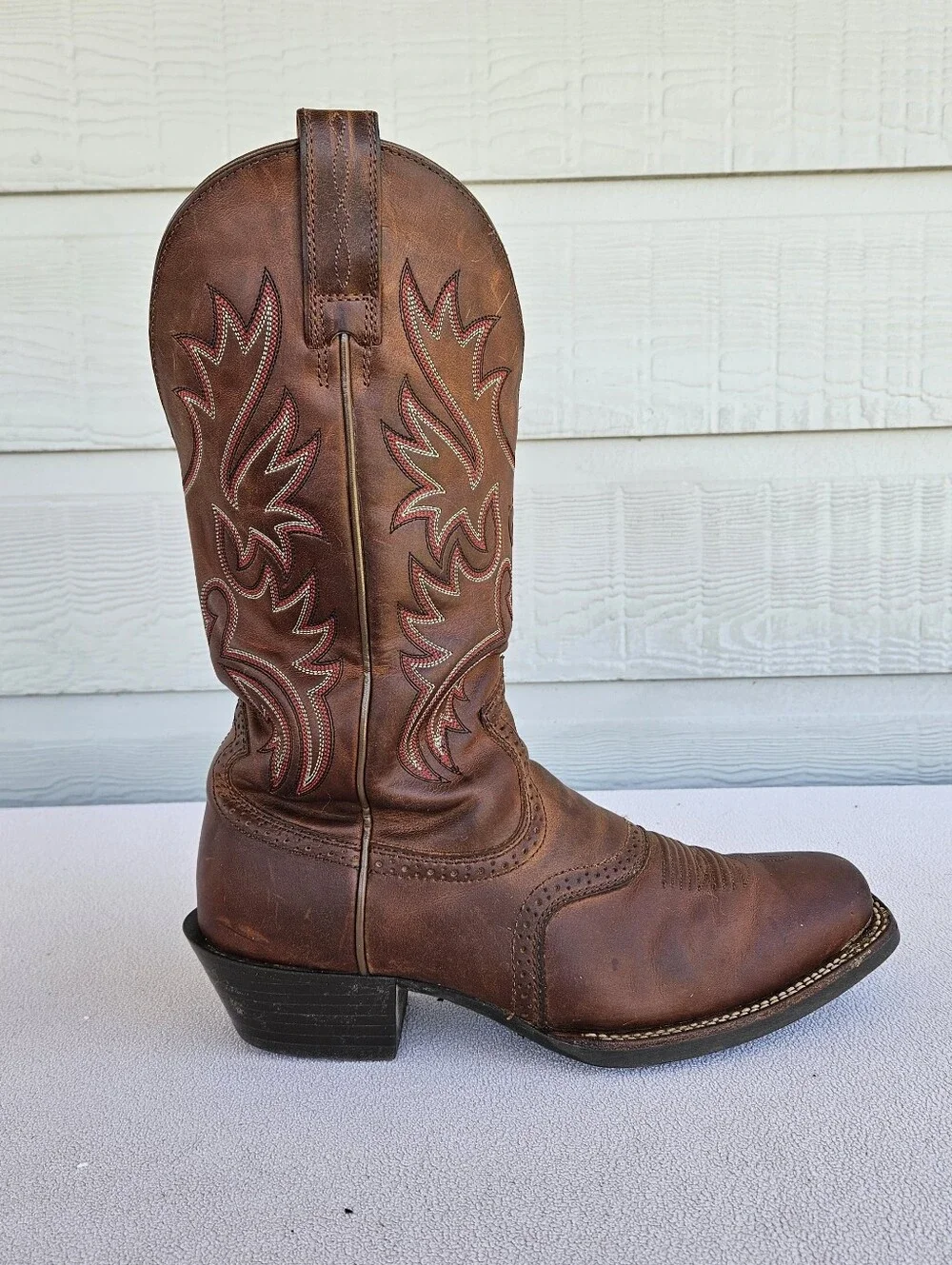 Ariat Legend 35709 Western Cowboy Boot Men SZ 9 D Brown Leather Square Toe Rodeo